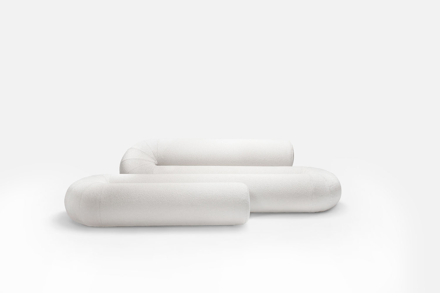 White vegan fur serpentine couch