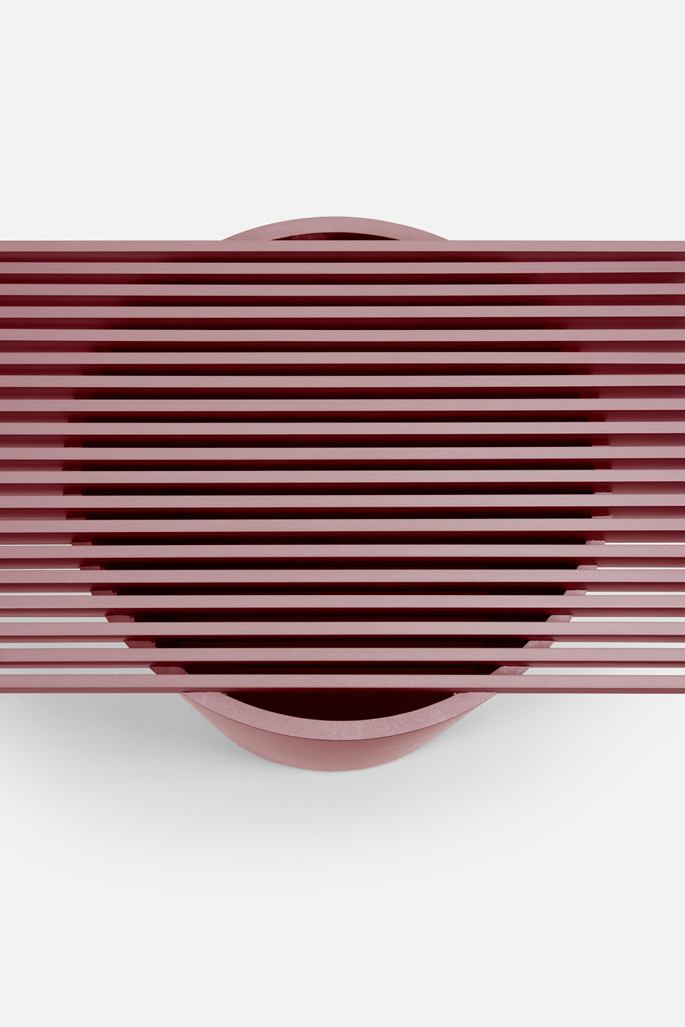 Pink Aluminum Side Table Vent Ribbed and cylindrical base