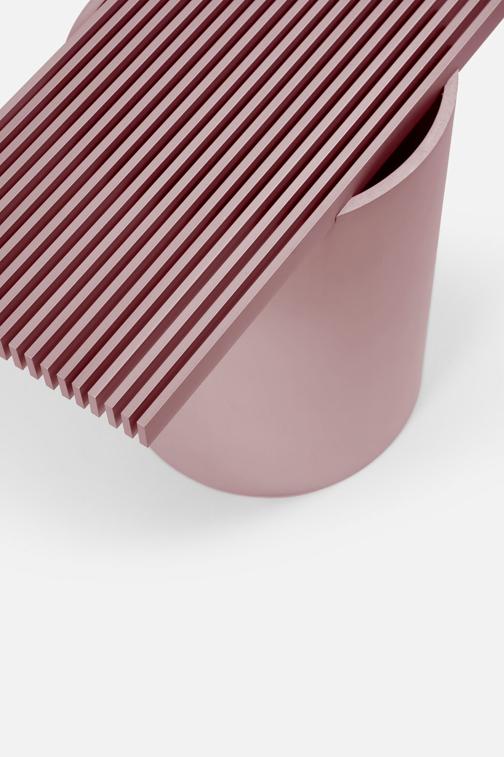 Pink Aluminum Side Table Vent Ribbed and cylindrical base